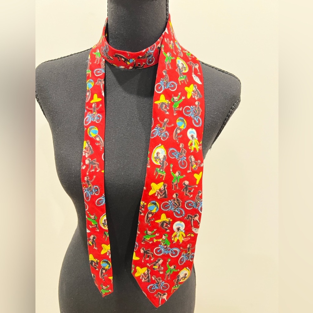 Rare Curious George Necktie Red Vintage Tie